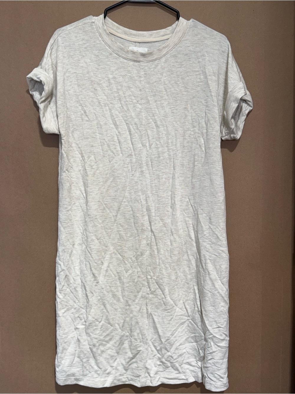 Lou & Grey Midi T-Shirt Dress in Light Heather Cream